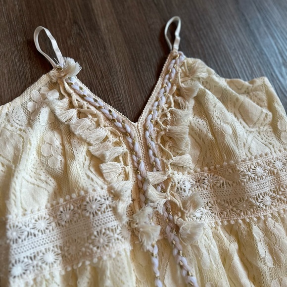 NWOT- Lace Maxi Dress with Pom Pom Details - Picture 2 of 9